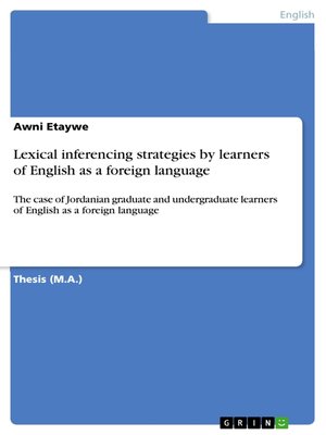 cover image of Lexical inferencing strategies by learners of English as a foreign language